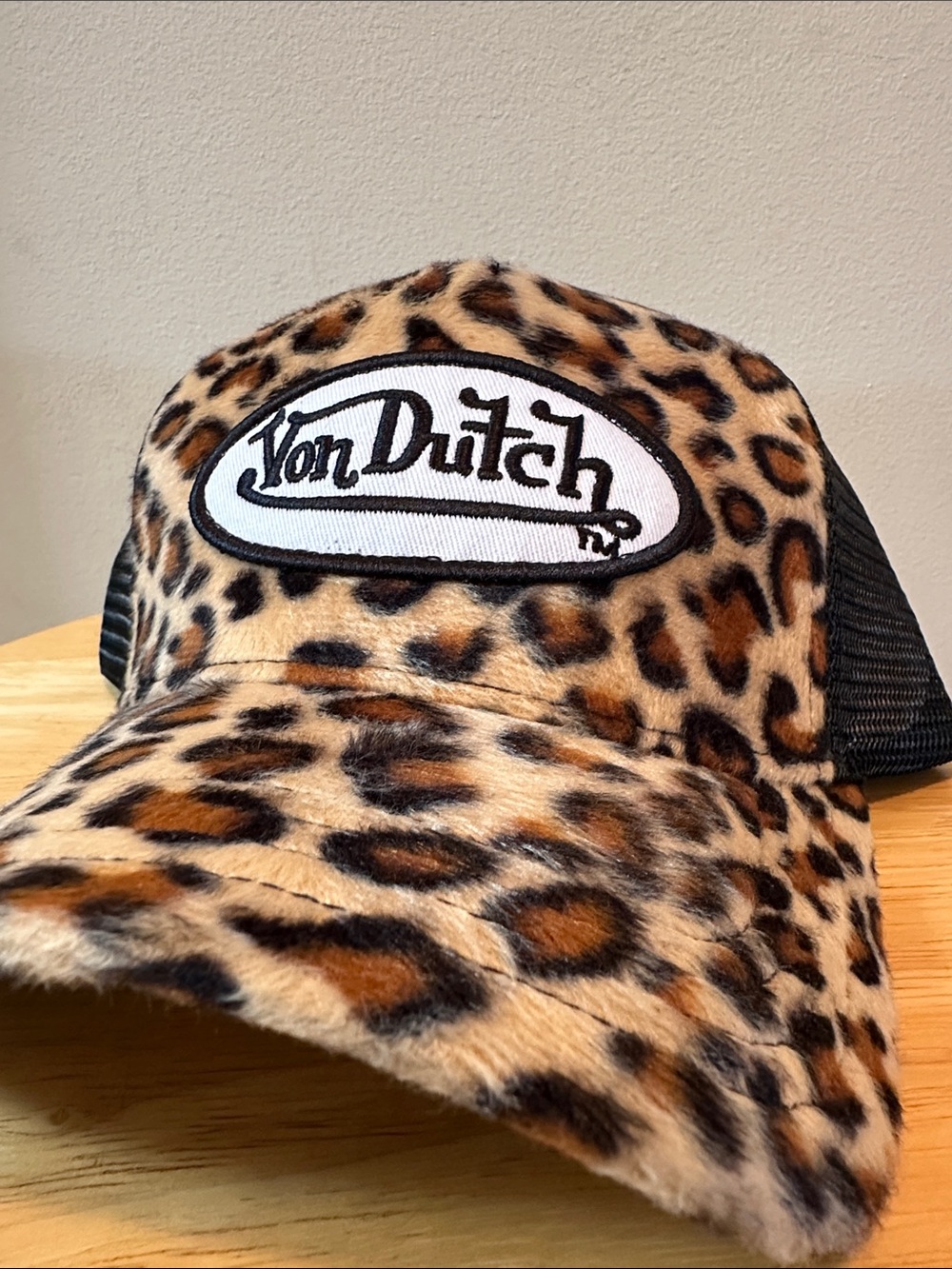 Von Dutch Leopard Print Trucker Hat - Black & Brown